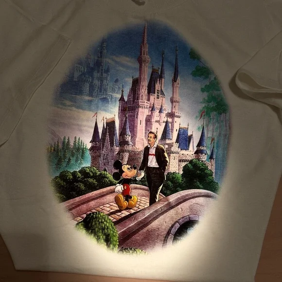 RARE Vintage Original The Art Of Disney T-Shirt - Mickey And Walt Bridge Stroll - Picture 4 of 7